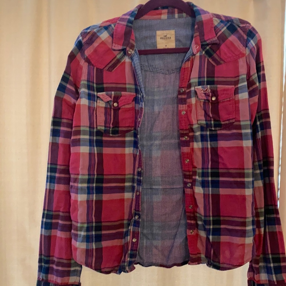 Hollister pink flannel